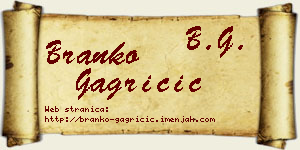 Branko Gagričić vizit kartica